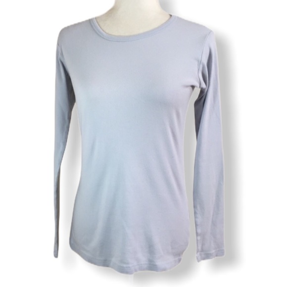 Women's blue organic cotton long sleeve t-shirt - Picture 2 of 4